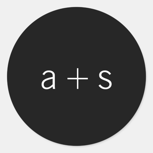 Minimalistische Schwarz-Monogramm-Hochzeit Runder Aufkleber (Vorderseite)