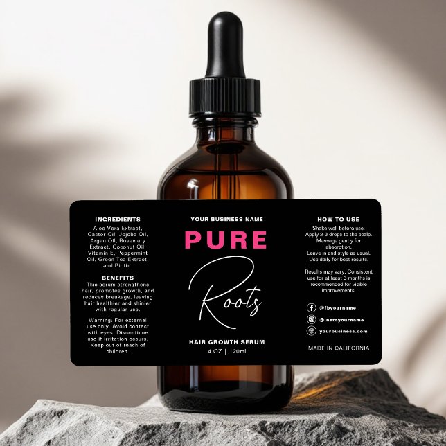 Minimalistische Schwarz-Pink-Haartropfflasche (Von Creator hochgeladen)