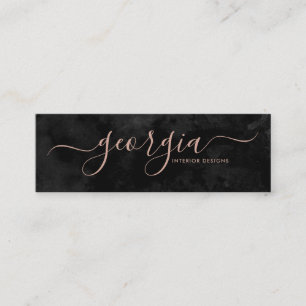 Minimalistische Schwarz-Rose-Gold-Signatur Mini Visitenkarte