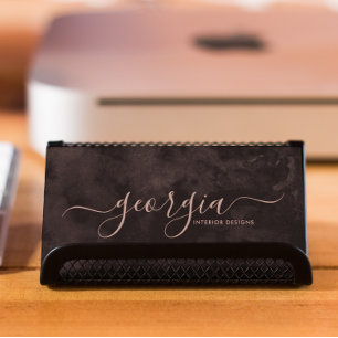 Minimalistische Schwarz-Rose-Gold-Signatur Visitenkarte