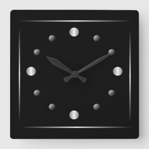 Minimalistische Schwarz-Silber-Wall-Uhr Quadratische Wanduhr