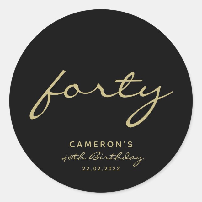 Minimalistische Schwarz- und Goldzeitalter Runder Aufkleber (Vorderseite)