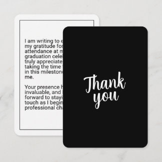 Minimalistische Schwarz-Weiß-Abschluss-Dankeskarte Dankeskarte