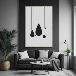Minimalistische Schwarz-Weiß-Abstrakte Kunst Poster
