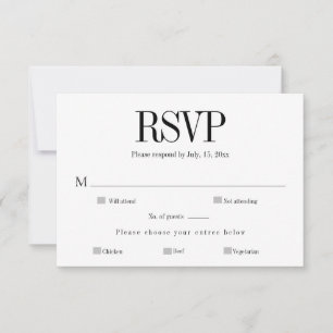Minimalistische Schwarz-Weiß-Antwortkarte RSVP Karte