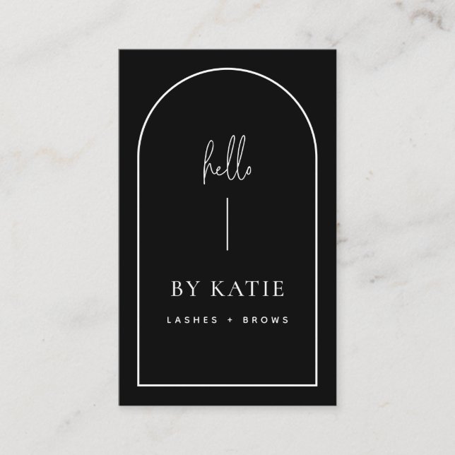 Minimalistische Schwarz-Weiß-Arche-Schönheit Visitenkarte (Vorderseite)