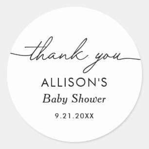 Minimalistische Schwarz-Weiß-Babydusche Runder Aufkleber