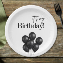 Minimalistische Schwarz-Weiß-Ballon-Geburtstagsfei