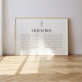Minimalistische Schwarz-Weiß-Blatt-Hochzeitsgelübd Poster