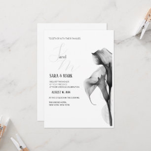 Minimalistische Schwarz-Weiß-Calla-Lily-Hochzeits  Einladung