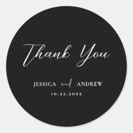 Minimalistische Schwarz-Weiß-Einfache Hochzeit Runder Aufkleber