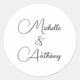 Minimalistische Schwarz-Weiß-Elegant-Monogramm-Hoc Runder Aufkleber