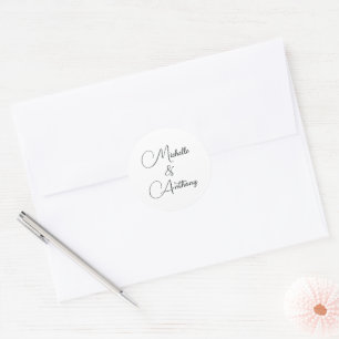 Minimalistische Schwarz-Weiß-Elegant-Monogramm-Hoc Runder Aufkleber