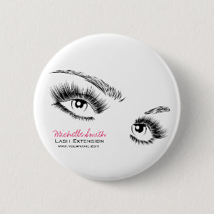 Minimalistische Schwarz-Weiß-Eyelashes Chic Makeup Button