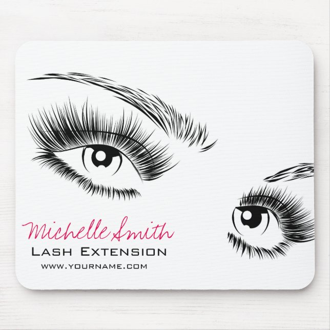 Minimalistische Schwarz-Weiß-Eyelashes Chic Makeup Mousepad (Vorne)
