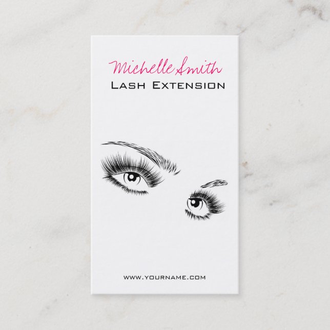Minimalistische Schwarz-Weiß-Eyelashes Chic Makeup Visitenkarte (Vorderseite)