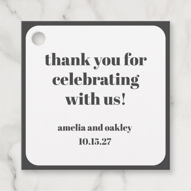 Minimalistische Schwarz-Weiß-Feier Vielen Dank Geschenkanhänger (Vorderseite)