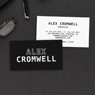 Minimalistische Schwarz-Weiß-Fett-Typografie Visitenkarte