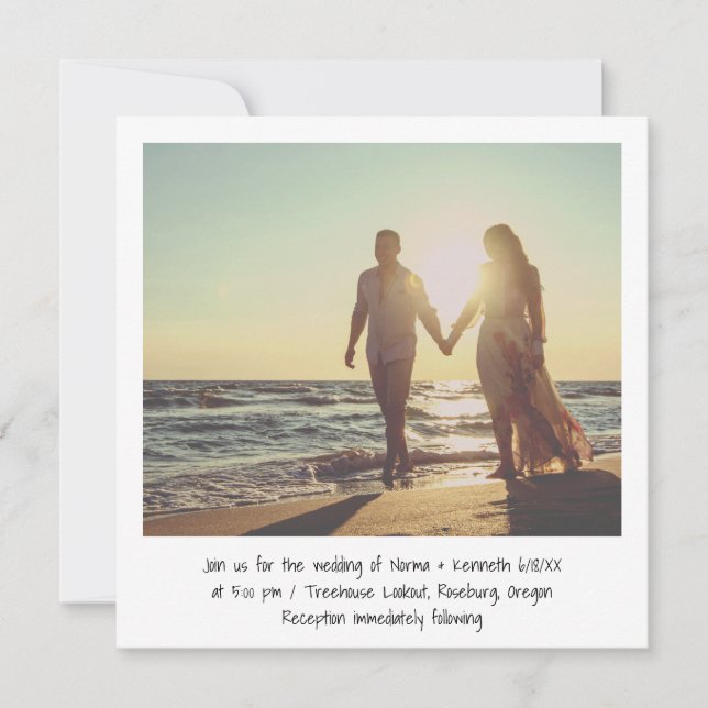 Minimalistische Schwarz-Weiß-Foto-Hochzeit Einladung (Vorderseite)