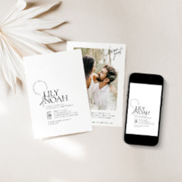 Minimalistische Schwarz-Weiß-Foto-Hochzeit Einladung