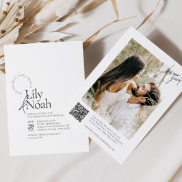 Minimalistische Schwarz-Weiß-Foto-Hochzeit Einladung