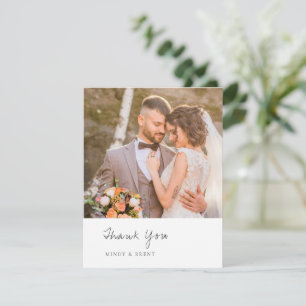 Minimalistische Schwarz-Weiß-Foto-Moderne-Hochzeit Dankeskarte