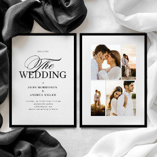 Minimalistische Schwarz-Weiß-Foto-Rahmen-Hochzeit Einladung