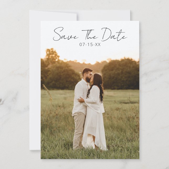 Minimalistische Schwarz-Weiß-Fun Retro-Foto Hochze Save The Date (Vorderseite)
