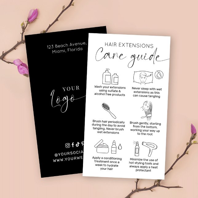 Minimalistische Schwarz-Weiß-Haarverlängerungen na Visitenkarte (Von Creator hochgeladen)