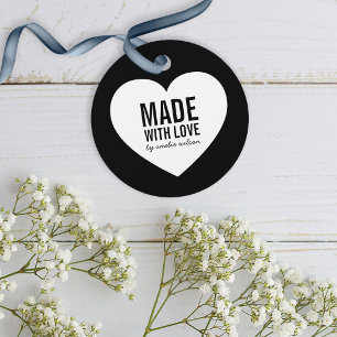 Minimalistische Schwarz-Weiß-Herz-Tags, hergestell Geschenkanhänger