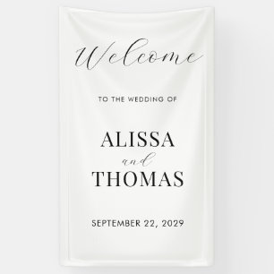 Minimalistische Schwarz-Weiß-Hochzeit Banner