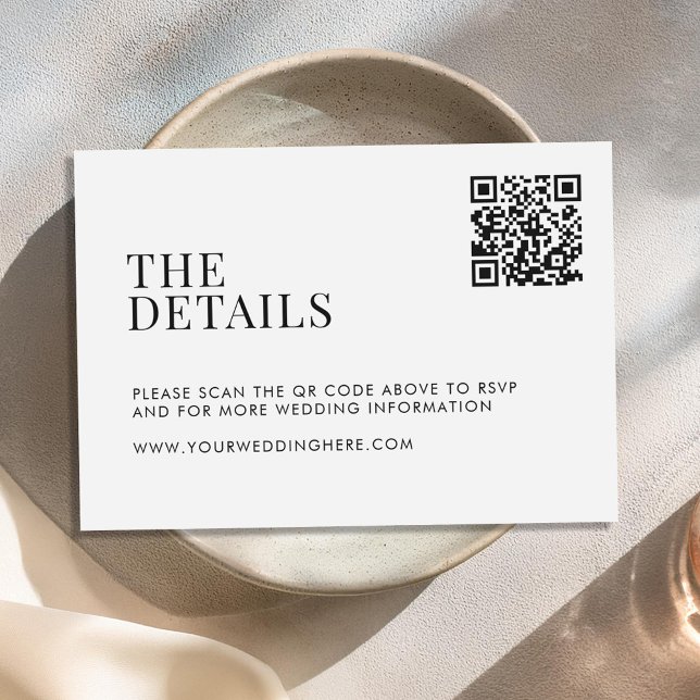 Minimalistische Schwarz-Weiß-Hochzeit Begleitkarte (Von Creator hochgeladen)