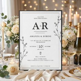 Minimalistische Schwarz-Weiß-Hochzeit Einladung