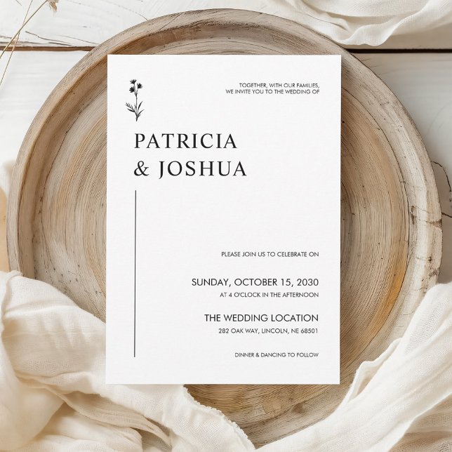 Minimalistische Schwarz-Weiß-Hochzeit Einladung (Von Creator hochgeladen)