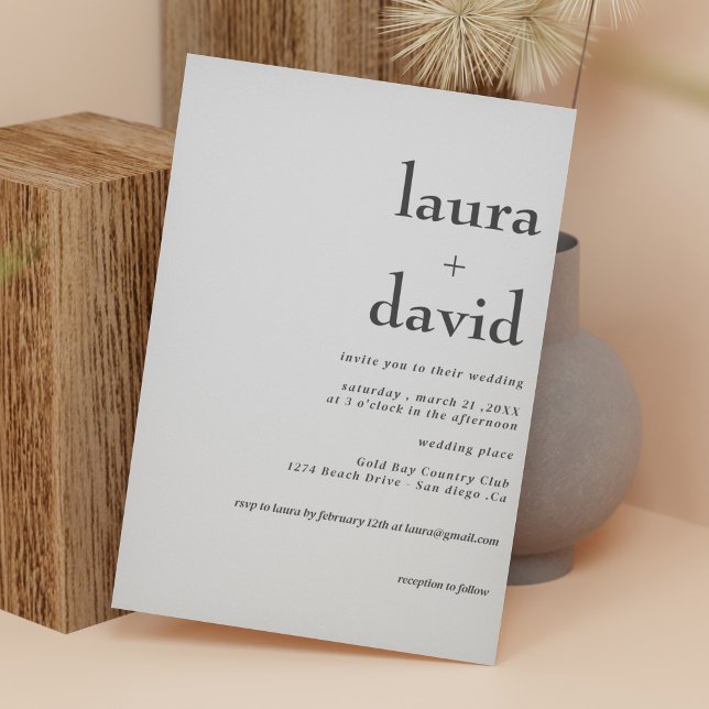 Minimalistische Schwarz-Weiß-Hochzeit Einladung (Von Creator hochgeladen)