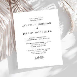 Minimalistische Schwarz-Weiß-Hochzeit - Einladung