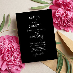 Minimalistische Schwarz-Weiß-Hochzeit Einladung