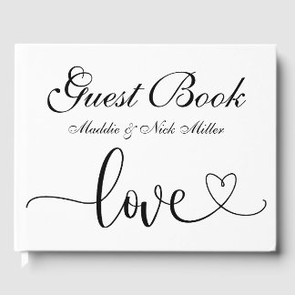 Minimalistische Schwarz-Weiß-Hochzeit Gästebuch