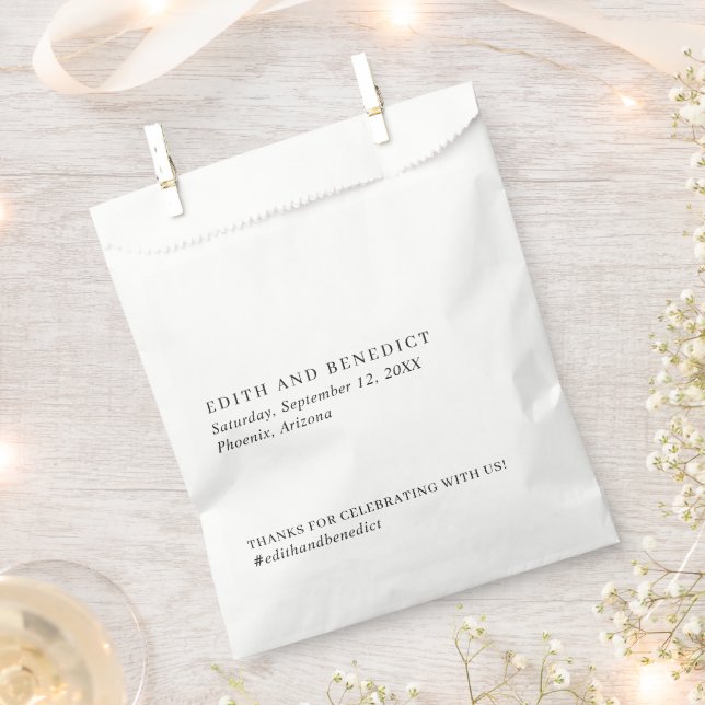 Minimalistische Schwarz-Weiß-Hochzeit Geschenktütchen (Ausgeschnitten)