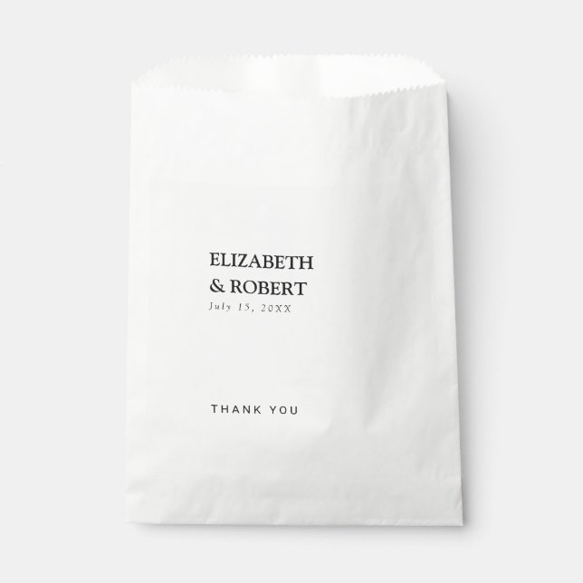 Minimalistische Schwarz-Weiß-Hochzeit Geschenktütchen (Vorderseite)