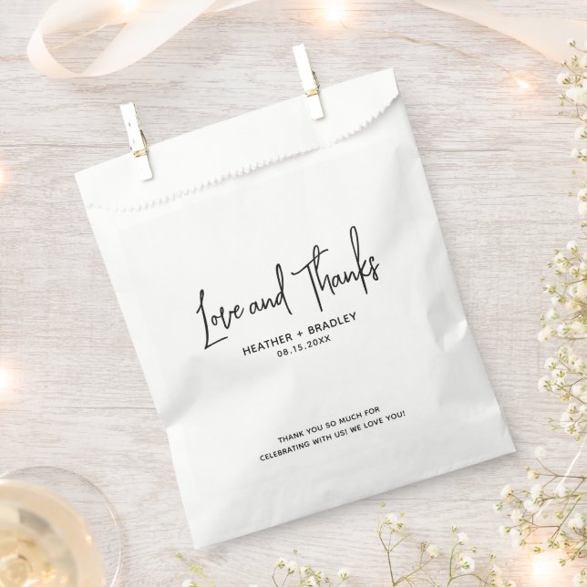 Minimalistische Schwarz-Weiß-Hochzeit Geschenktütchen (Ausgeschnitten)