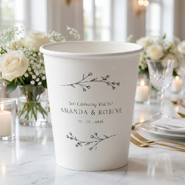 Minimalistische Schwarz-Weiß-Hochzeit Pappbecher