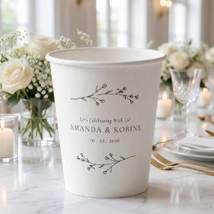 Minimalistische Schwarz-Weiß-Hochzeit Pappbecher