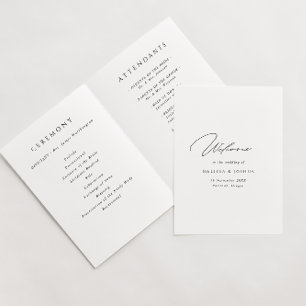 Minimalistische Schwarz-Weiß-Hochzeit Programm