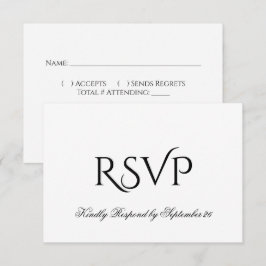 Minimalistische Schwarz-Weiß-Hochzeit RSVP Karte
