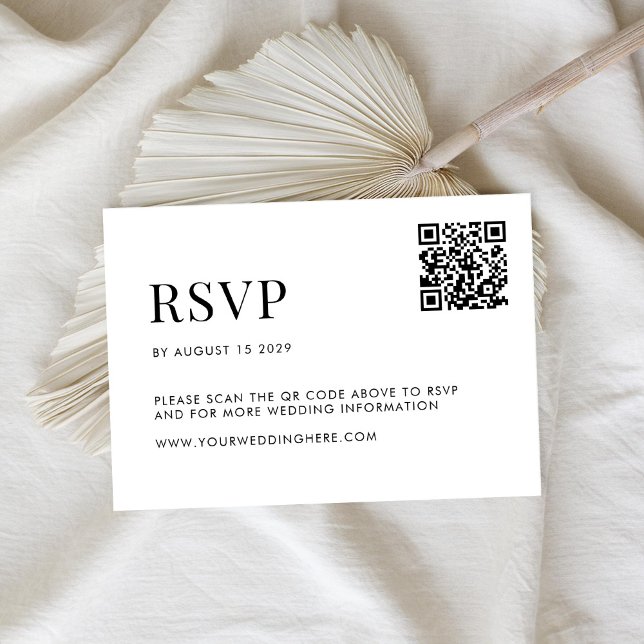 Minimalistische Schwarz-Weiß-Hochzeit RSVP Karte (Von Creator hochgeladen)