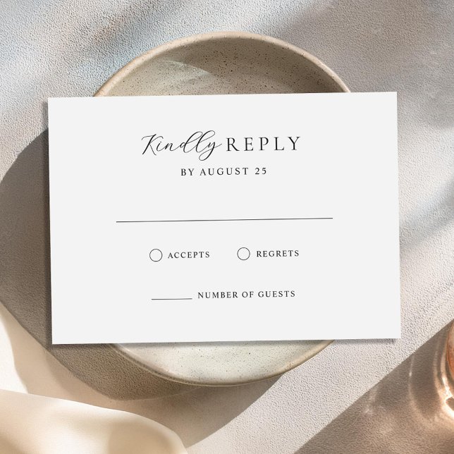 Minimalistische Schwarz-Weiß-Hochzeit RSVP Karte (Von Creator hochgeladen)