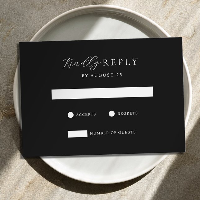 Minimalistische Schwarz-Weiß-Hochzeit RSVP Karte (Von Creator hochgeladen)