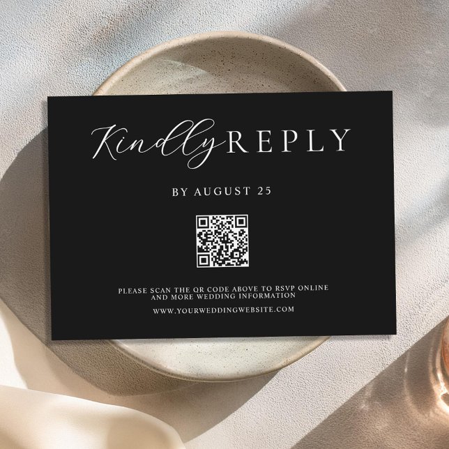 Minimalistische Schwarz-Weiß-Hochzeit RSVP Karte (Von Creator hochgeladen)