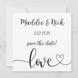 Minimalistische Schwarz-Weiß-Hochzeit Save The Date